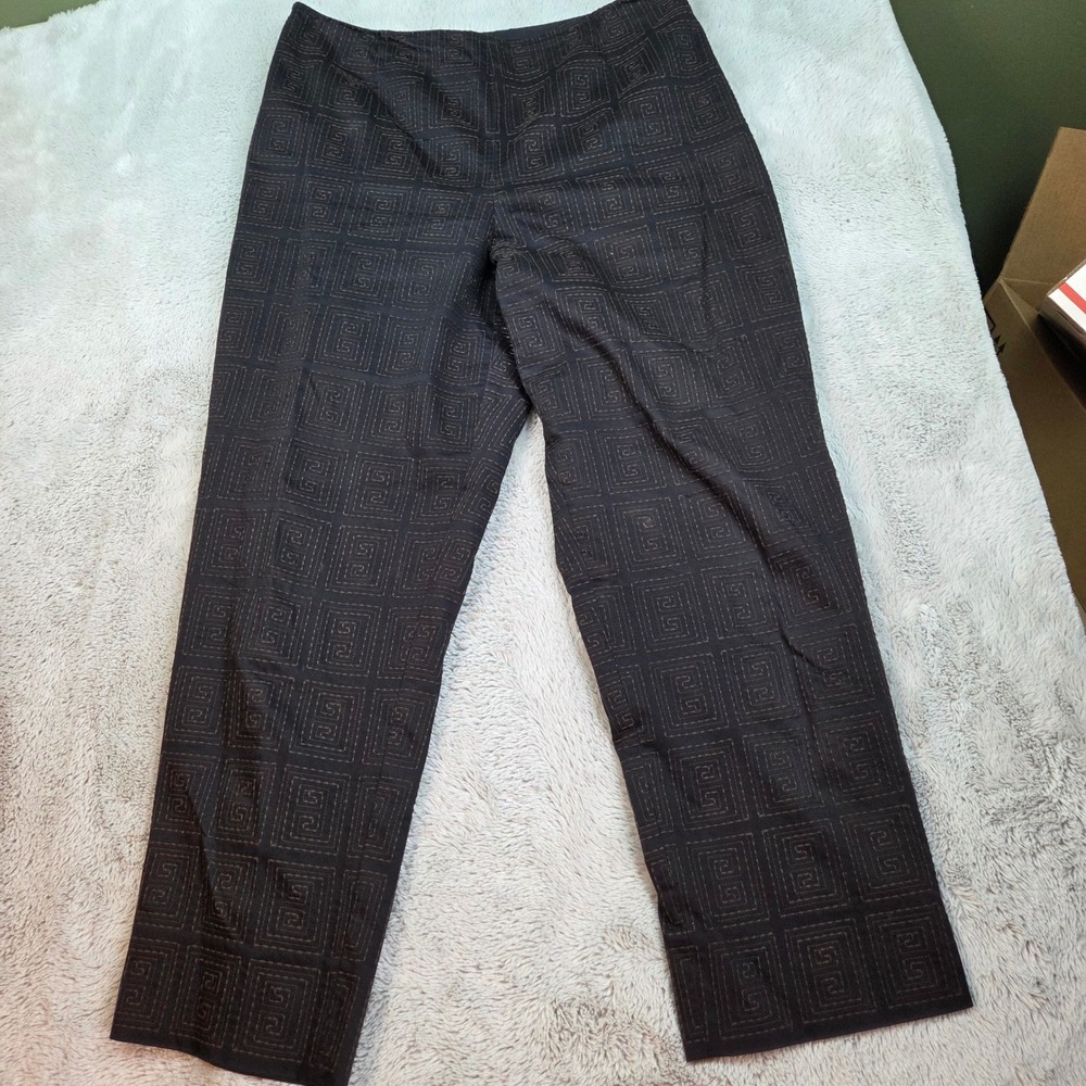 Talbots Dress Pants Womens 10P Greek Key Embroidered Straight Leg Brown